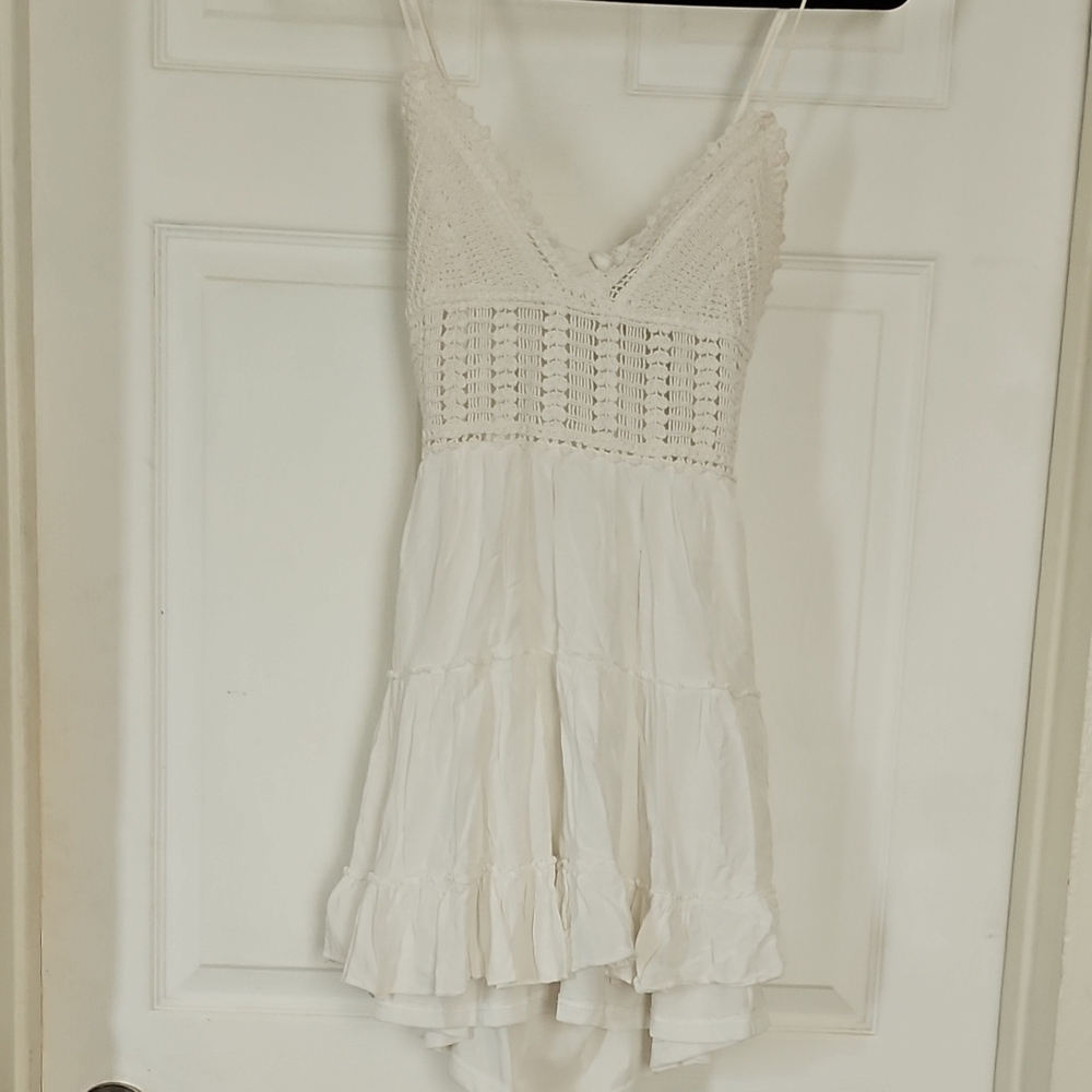 Elegant White Crochet Dress